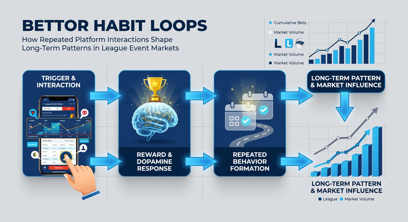 Diagram showing the cycle of bettor habit loops formed through repeated interactions with league event betting platforms