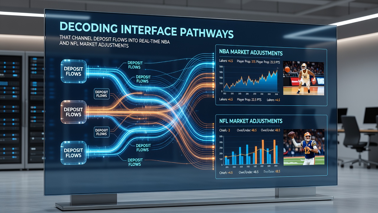 Flow diagram illustrating deposit pathways connecting to NBA and NFL live betting interfaces