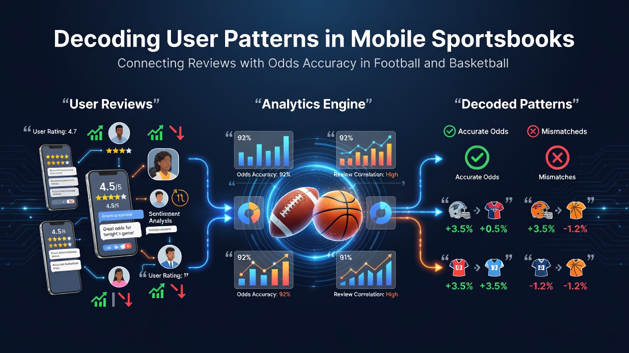 Mobile sportsbook interface showing football and basketball betting options with user review overlays on a smartphone screen