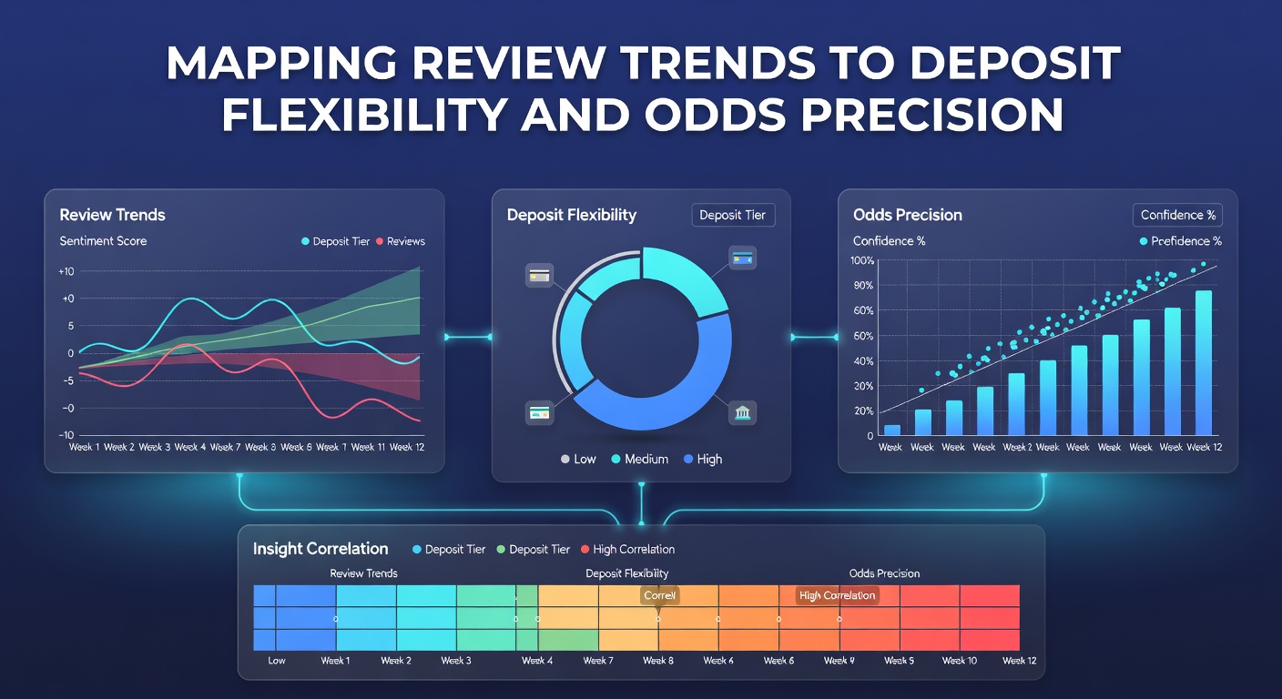 Chart displaying correlations between app review scores, deposit method variety, and odds precision metrics across professional league platforms