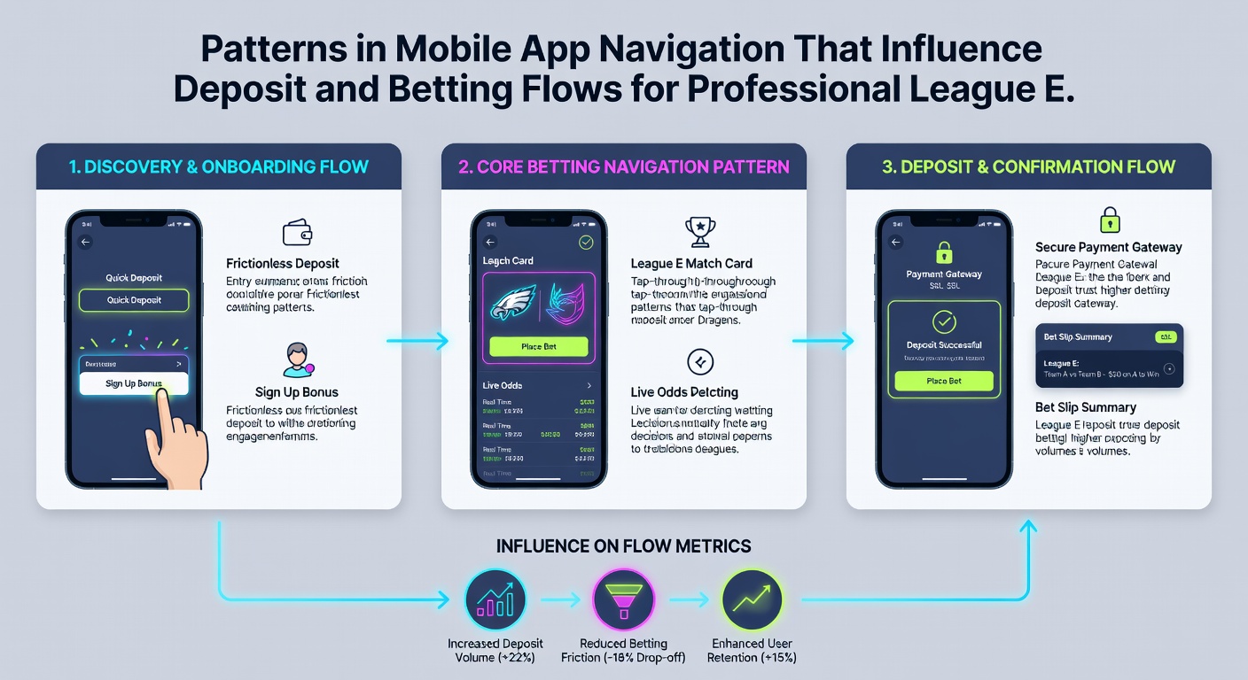 User journey map illustrating navigation paths from deposit to betting placement in sports apps